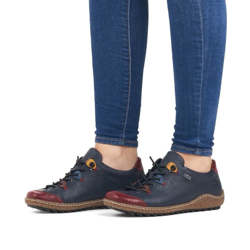 Rieker Liv 61 L7561-14 Women Eu42 US 10-10.5 Comfort Sneakers Blue Wine Leather